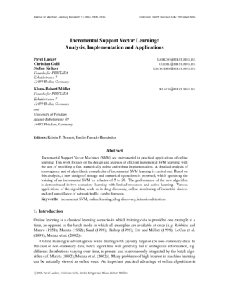 Incremental Support Vector Learning Analysis, Implementation and...