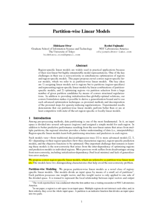 Partition wise Linear Models