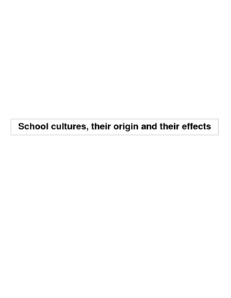 school cultures  their origin and their effects
