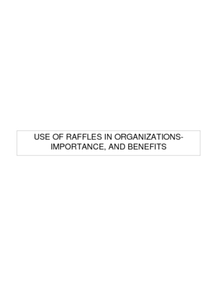 use of raffles in organizations  importance  and benefits