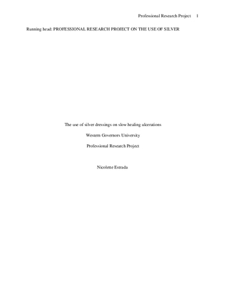 professional research project on the use of silver dressings final copy1