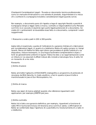 Checkpoint Considerazioni Legali   Truvate un documentu tecnicu...