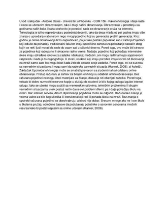 Uvod i zakljuak   Antonio Oates   Univerzitet u Phoeniku   COM 156  ...