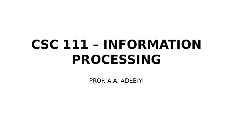 CSC 111  InformationProcessing (1)