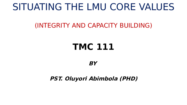 Integrity and Capacity Building
