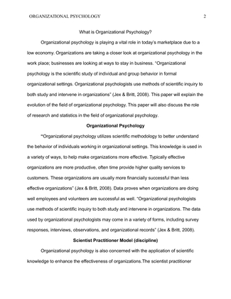 Psych 570 What is Organizational Psychology
