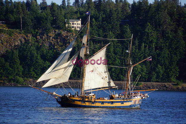 Ship with large sails
