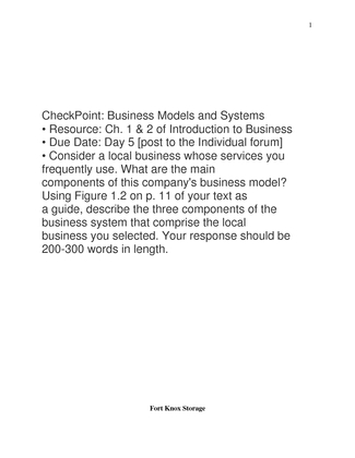 BUS 210 Business Models and Systems