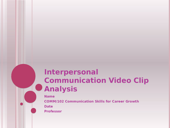 COMM 102 Week 3 Individual Assignment Interpersonal Communication Video...