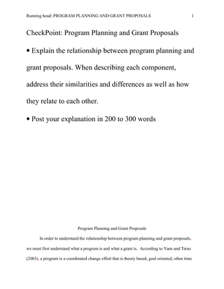 HSM 270 Program Planning and Grant Proposals
