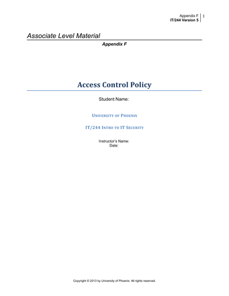 IT 244 Appendix F Access Control Policy