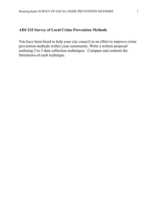 ADJ 215 Survey of Local Crime Prevention Methods