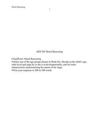 AED 202 Moral Reasoning