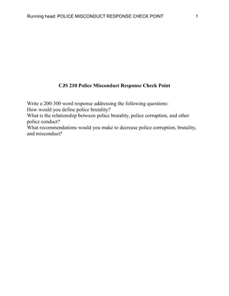 CJS 210 Police Misconduct Response Check Point