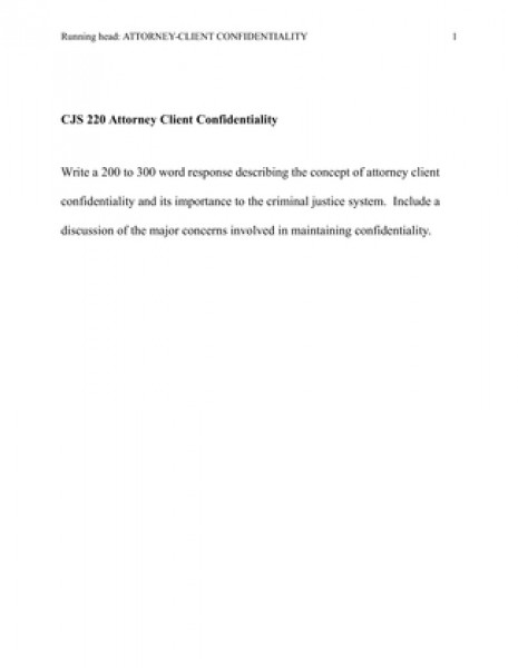 CJS 220 Attorney Client Confidentiality