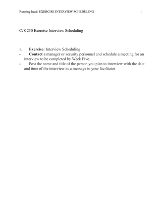 CJS 250 Exercise Interview Scheduling