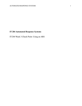 IT 284 Automated Response Systems