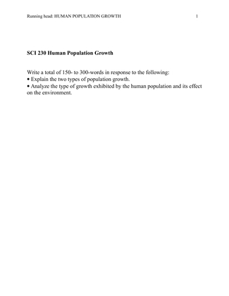 SCI 230 Human Population Growth