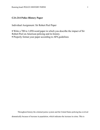 CJA 214 Police History Paper