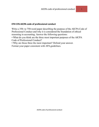 ETH 376 AICPA code of professional conduct