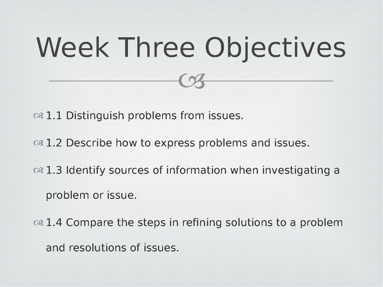 HUM 114 Week Three Objectives