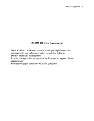 ISCOM 471 Week 1 Assignment