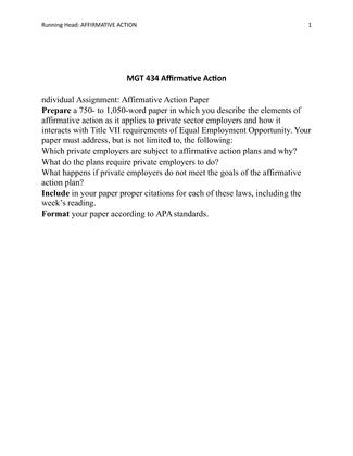 MGT 434 Affirmative Action