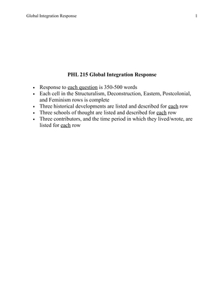 PHL 215 Global Integration Response