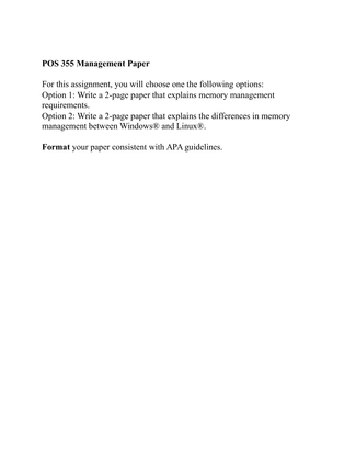 POS 355 Management Paper