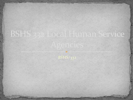 BSHS 332 Local Human Service Agencies