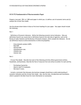 ECO 372 Fundamentals of Macroeconomics Paper