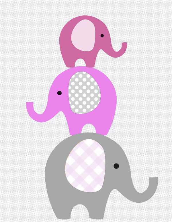 Whimsical Stacked Elephants Printable Pink