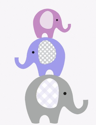 Whimsical Stacked Elephants Printable Purple