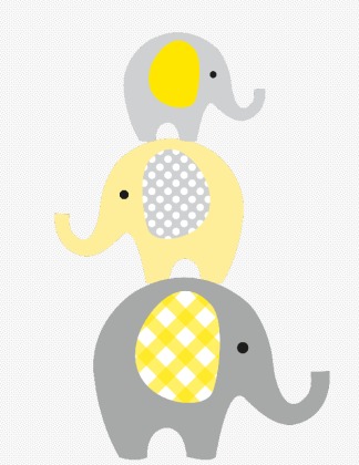 Whimsical Stacked Elephants Printable Yellow
