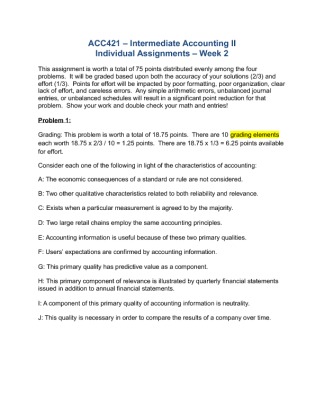 ACC 421 Week 2 Individual Assignment P1, P2, P3 and P4 Solution
