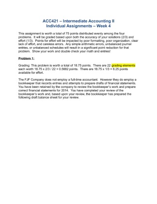 ACC 421 Week 4 Individual Assignment P1,P2,P3 And P4 Solution