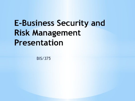 BIS 375 week 5 Learning Team Assignment E Business Security and Risk...