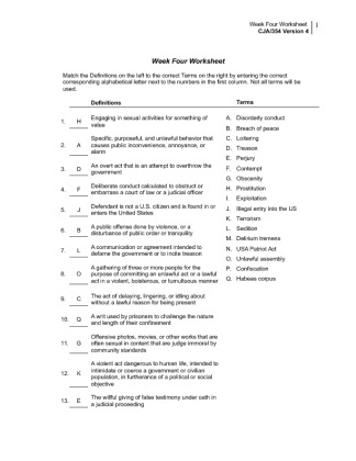 CJA 354 Week 4 Individual Assignment Worksheet
