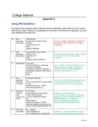 COM 130 Week 5 CheckPoint APA Guidelines