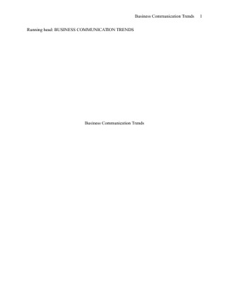 COM 285 Week 1 Individual Assignment Business Communication Trends paper