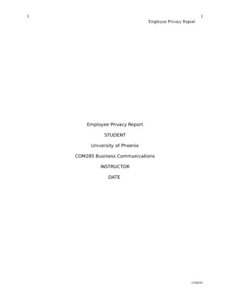 COM 285 Week 5 Individual Assignment Employee Privacy Report
