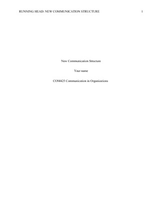 COM 425 Week 5 Final Paper (New Communication Structure)