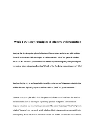 EDU 673 Week 1 DQ 1 Key Principles of Effective 