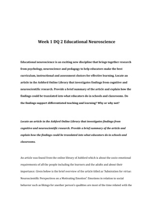 EDU 673 Week 1 DQ 2 Educational 