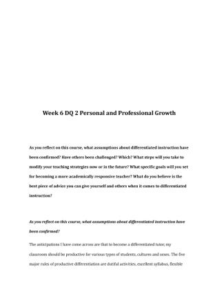 EDU 673 Week 6 DQ 2 Personal and Professional 