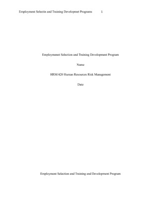 HRM 420 Week 4 Individual Assignment Paper Employment