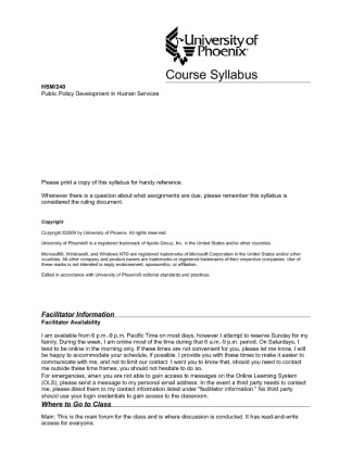 HSM 240 Course syllabus