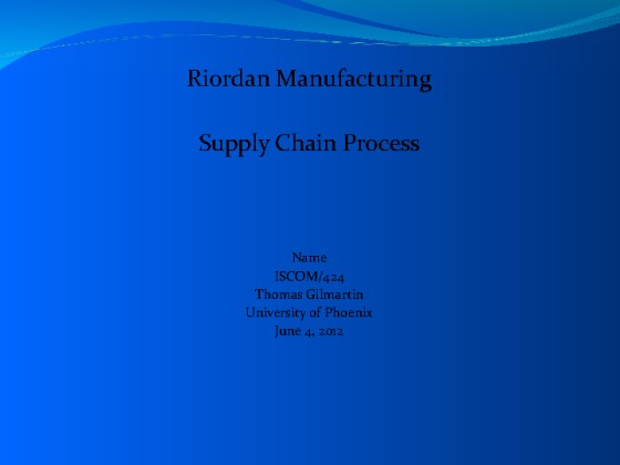 ISCOM 424 Week 1 Individual Assignment Supply Chain
