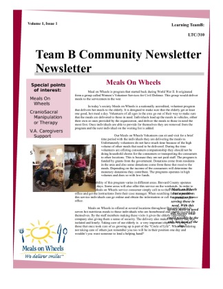 LTC 310 Week 5 Team Assignment Community Newsletter