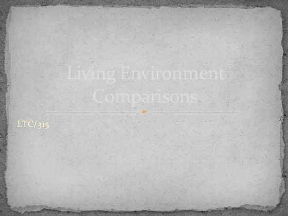 LTC 315 Week 5 Team Assignment Living Environment Comparison Presentation